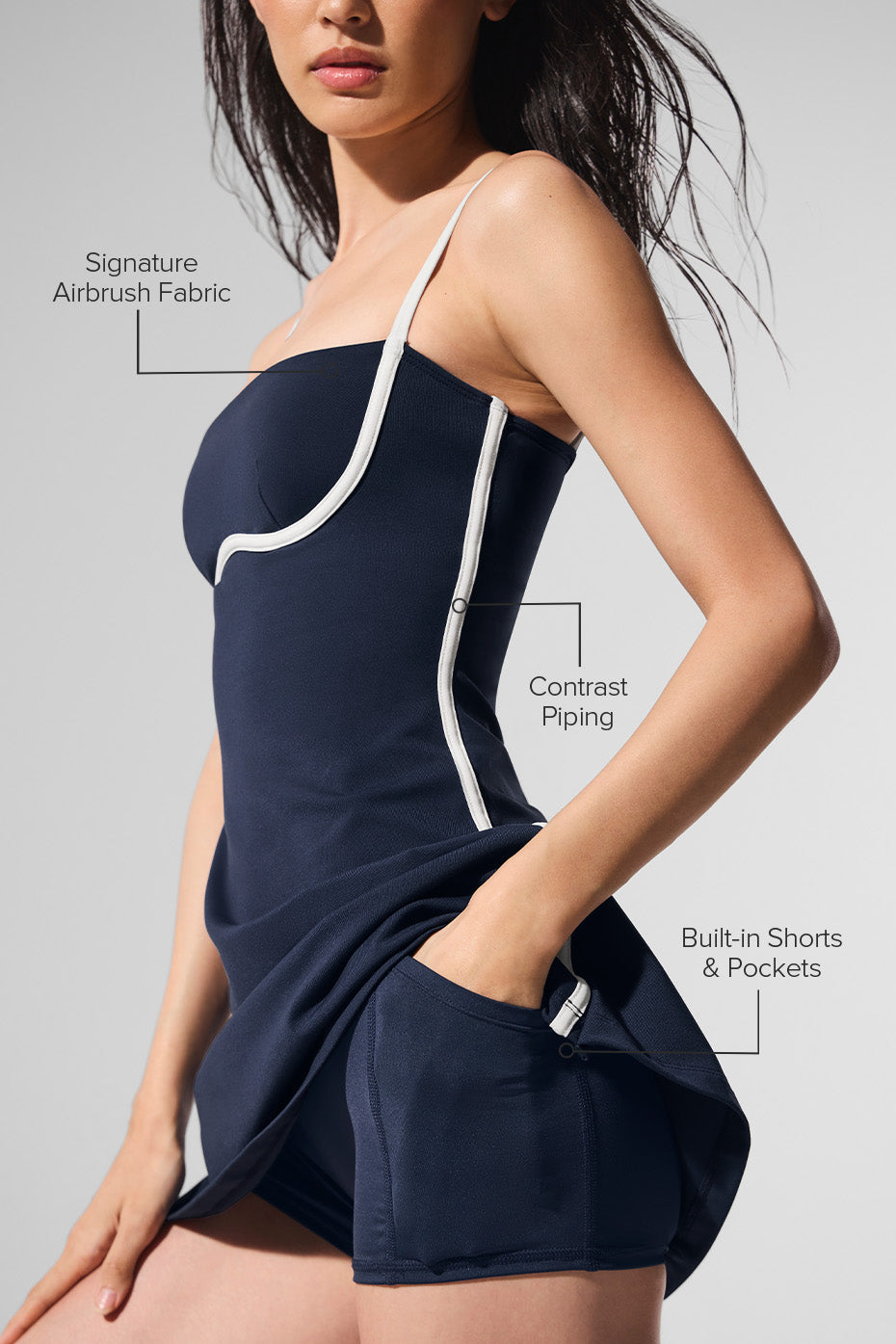 Alternative view of Airbrush Streamlined Dress   Navy/Ivory