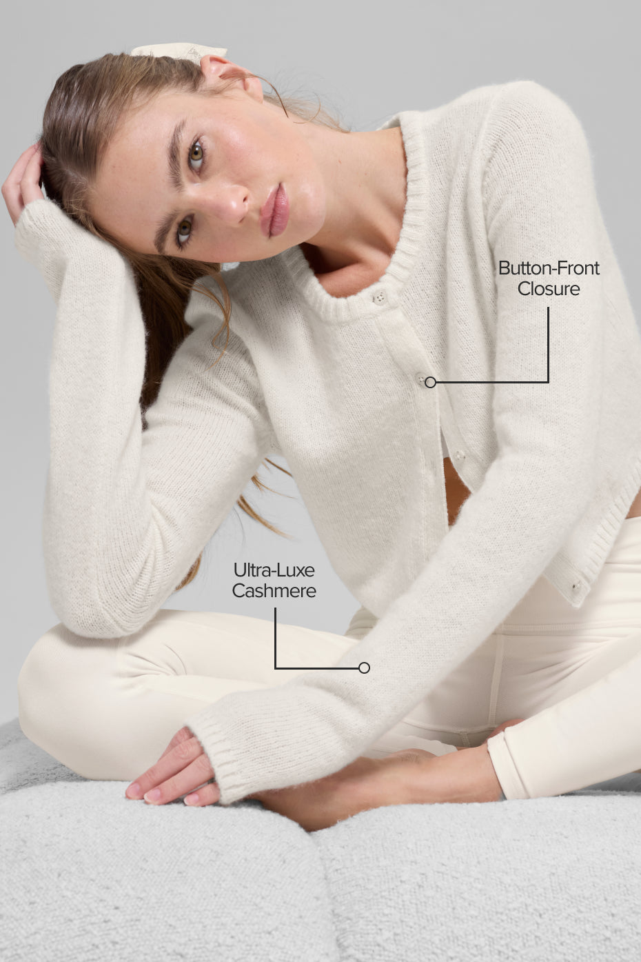 Alternative view of Wool Cashmere New Class Cropped Cardigan   Ivory