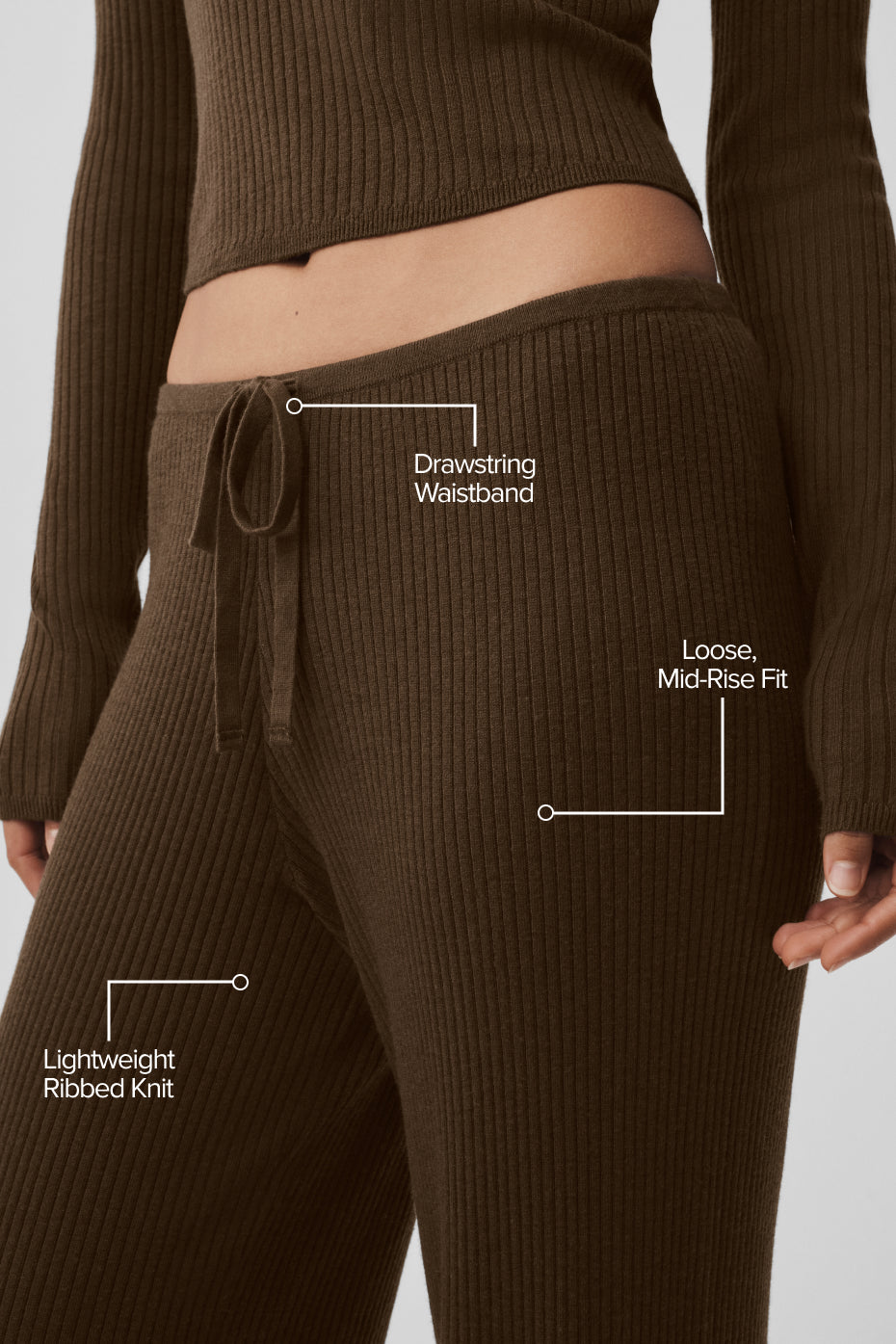 Alternative view of Sweater Knit Mid Rise Unwind Wide Leg Pant   Espresso