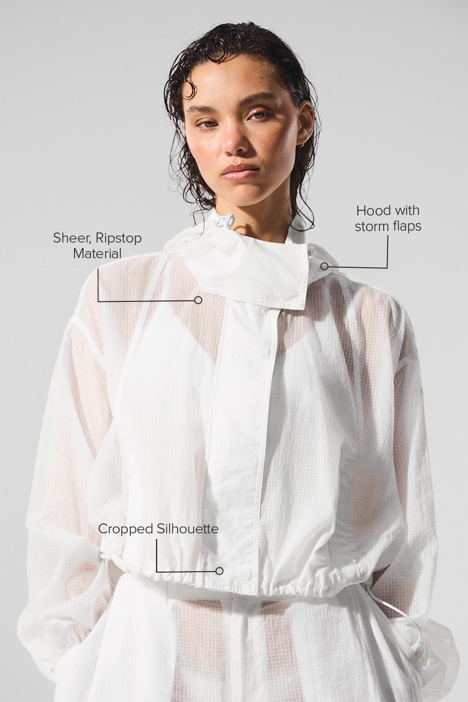 Alternative view of Cropped Game Time Full Zip Jacket   White