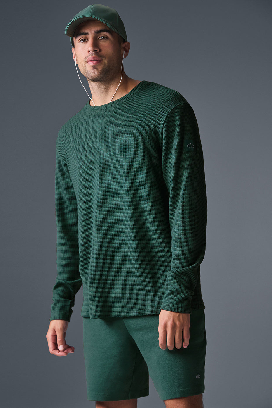 Elevate Waffle Long Sleeve Crew   Winter Ivy
