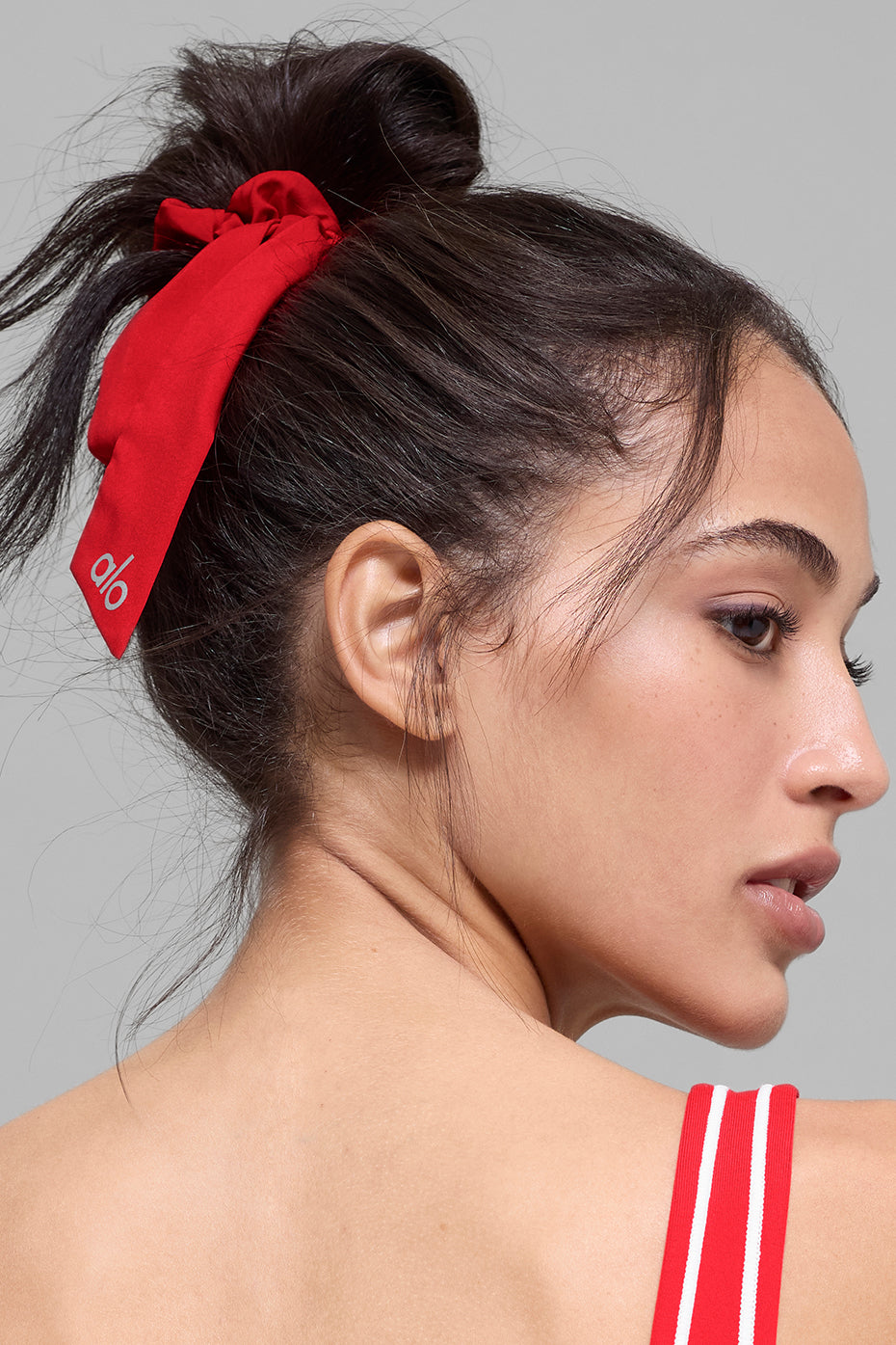 Alternative view of Love Knots Tie Scrunchie   Bright Red