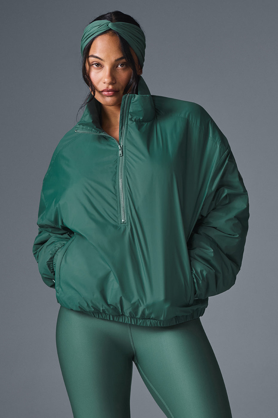 Latitude Light Weight 1/2 Zip Pullover Jacket   Winter Ivy