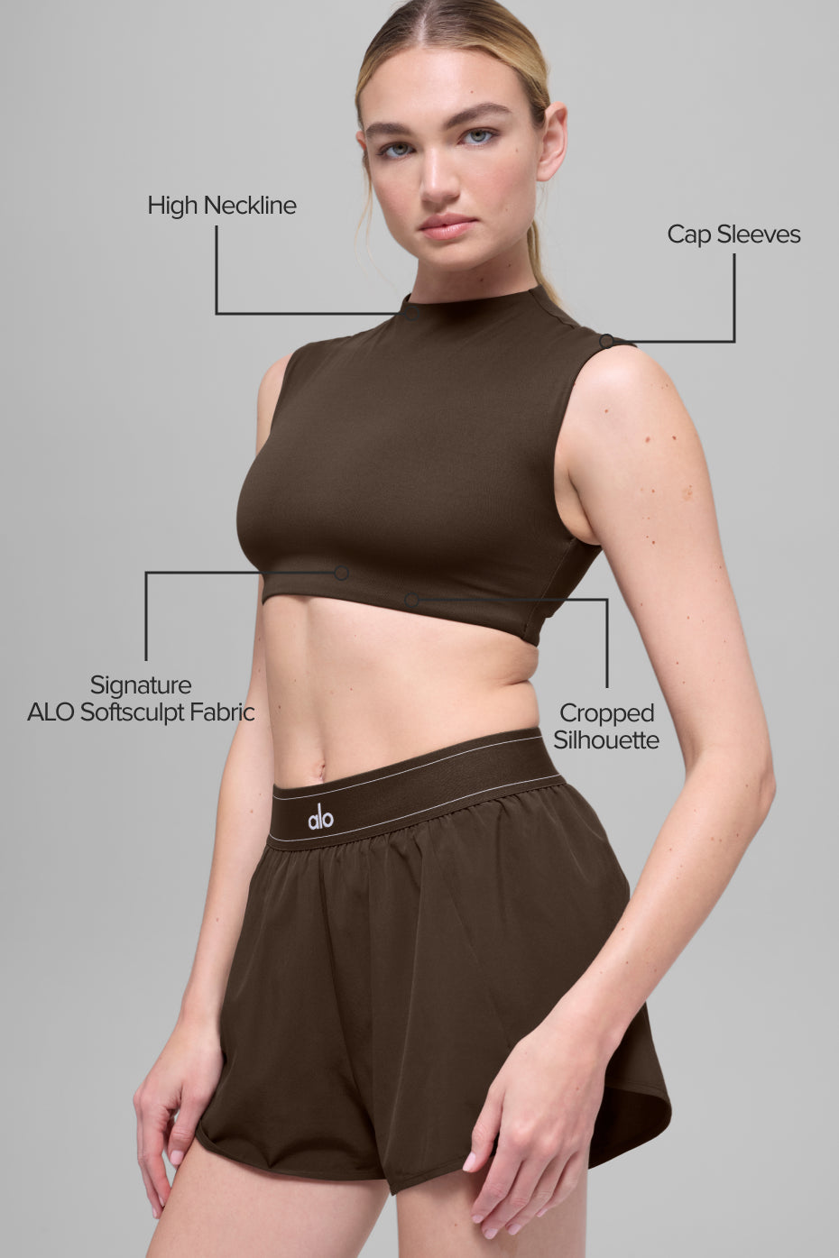 Alternative view of ALO Softsculpt Capped Out Short Sleeve   Espresso