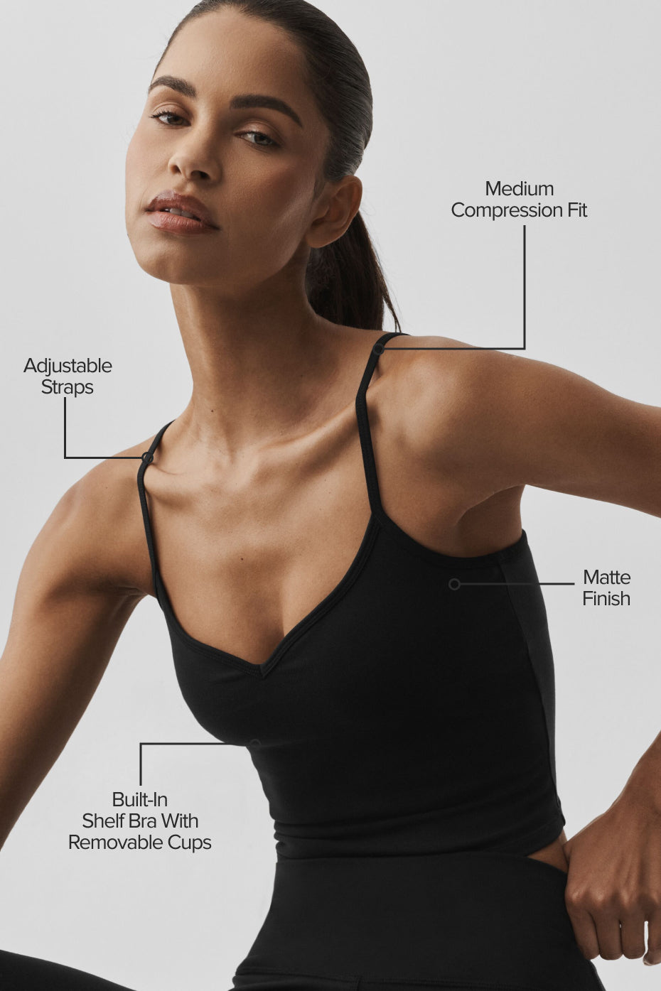 Alternative view of Airbrush Refined Bra Tank   Black