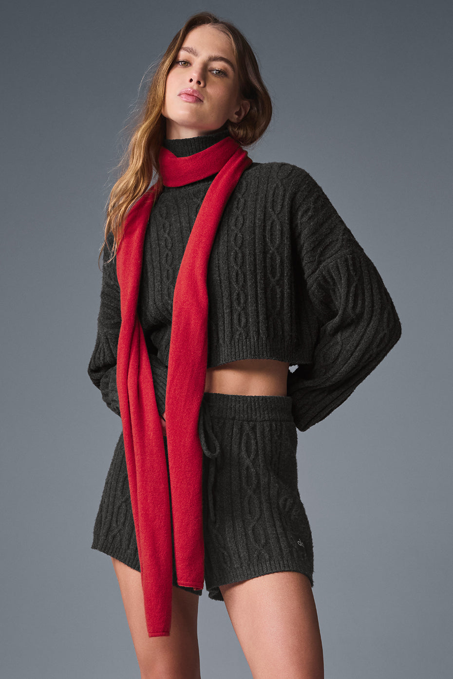 Cashmere Light Frosted Scarf   Red Ribbon