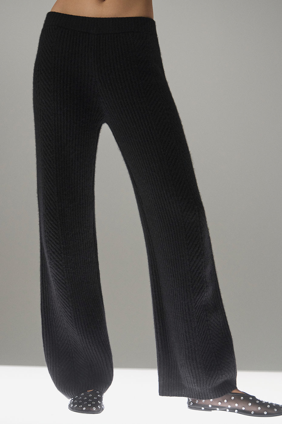 Winter Magic Cashmere Wide Leg Pant   Black
