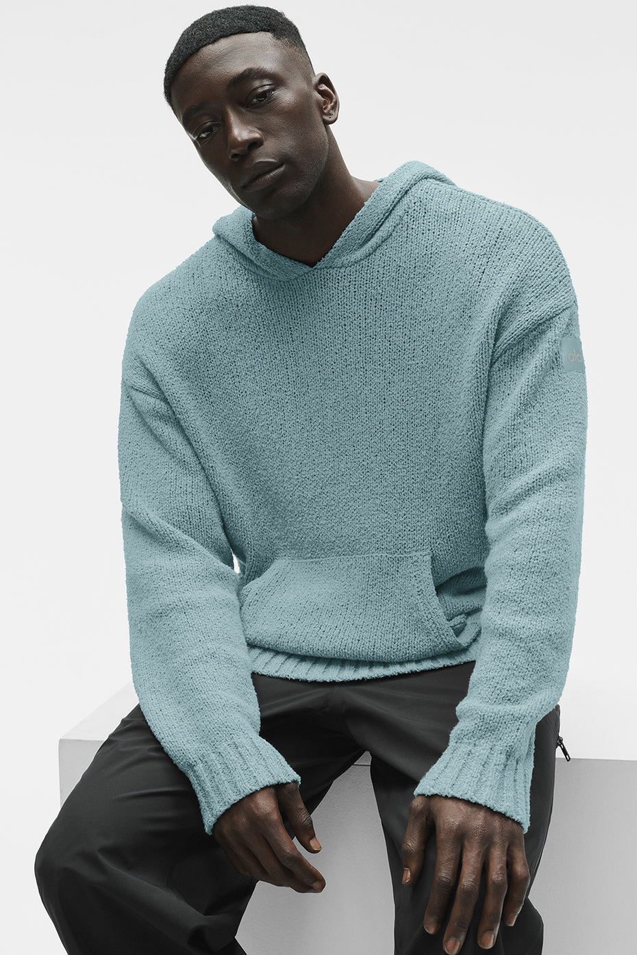 Textured Knit Hoodie   Desert Sage