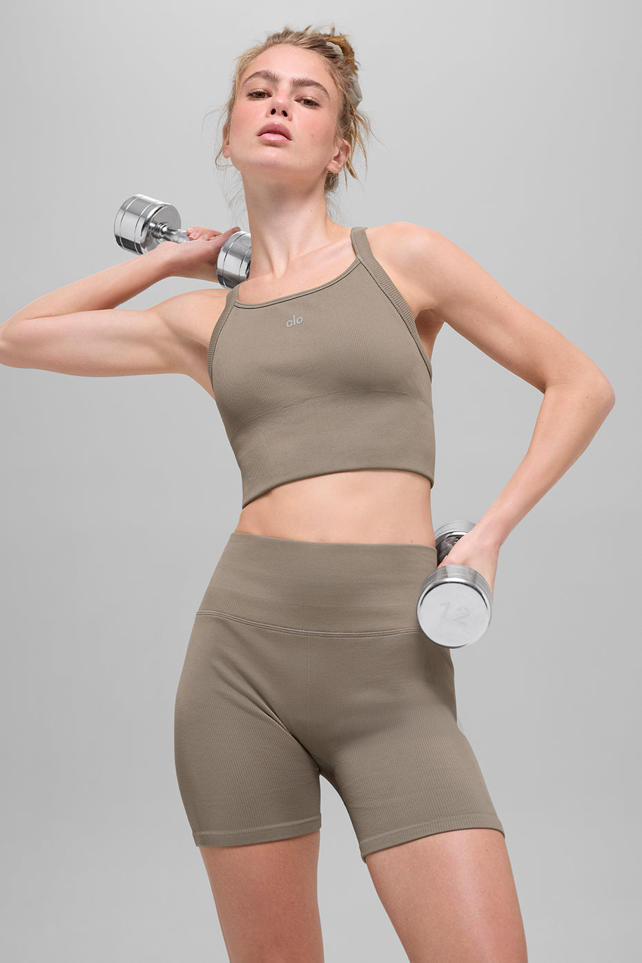 Seamless Ribbed Favorite Bra Tank   Light Cocoa