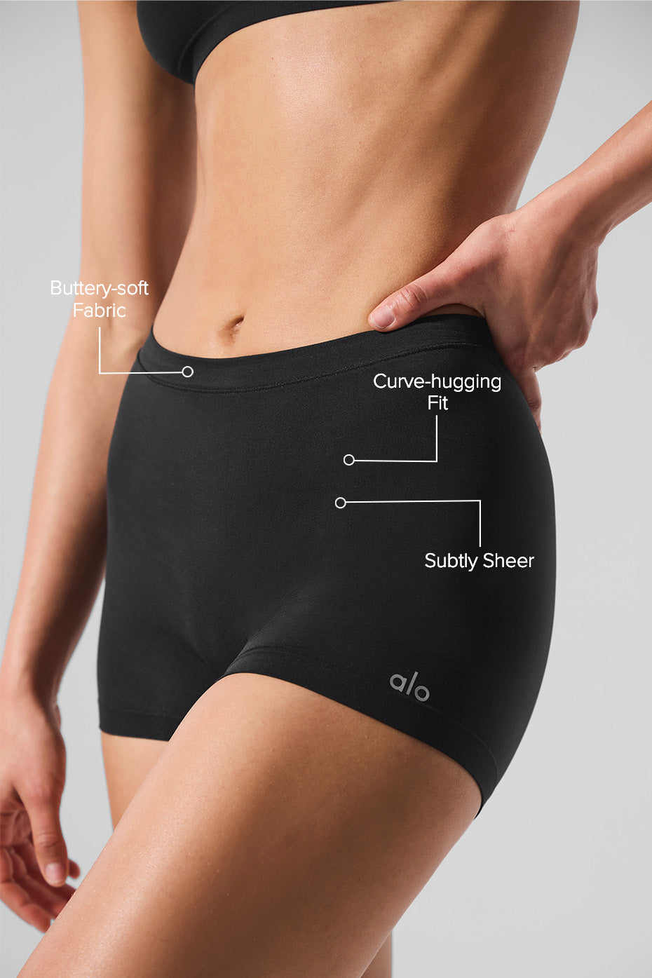 Alternative view of Sheer Glow Boyshort   Black