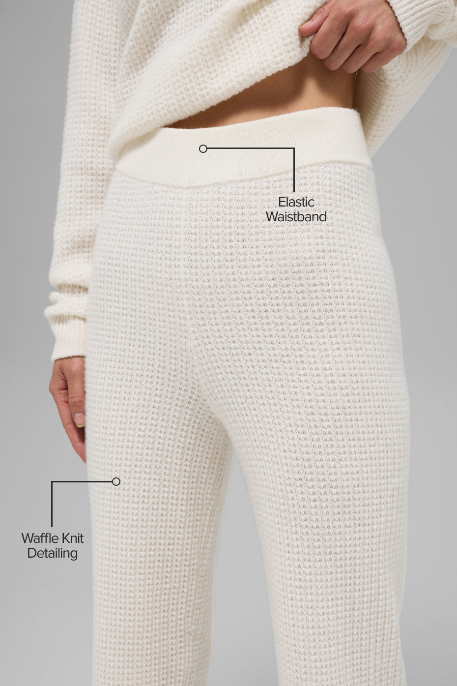 Alternative view of Cashmere High Waist Plush Waffle Pant   Ivory