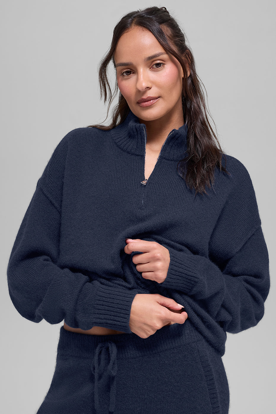 Wool Cashmere New Class 1/4 Zip Pullover   Navy