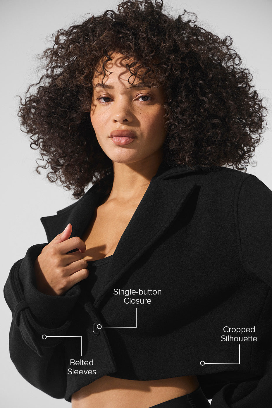 Alternative view of Wool Cropped Metro Trench   Black