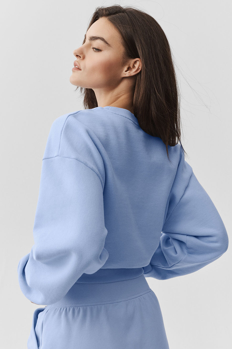 Alternative view of Cropped Accolade Crewneck   Light Provence Blue