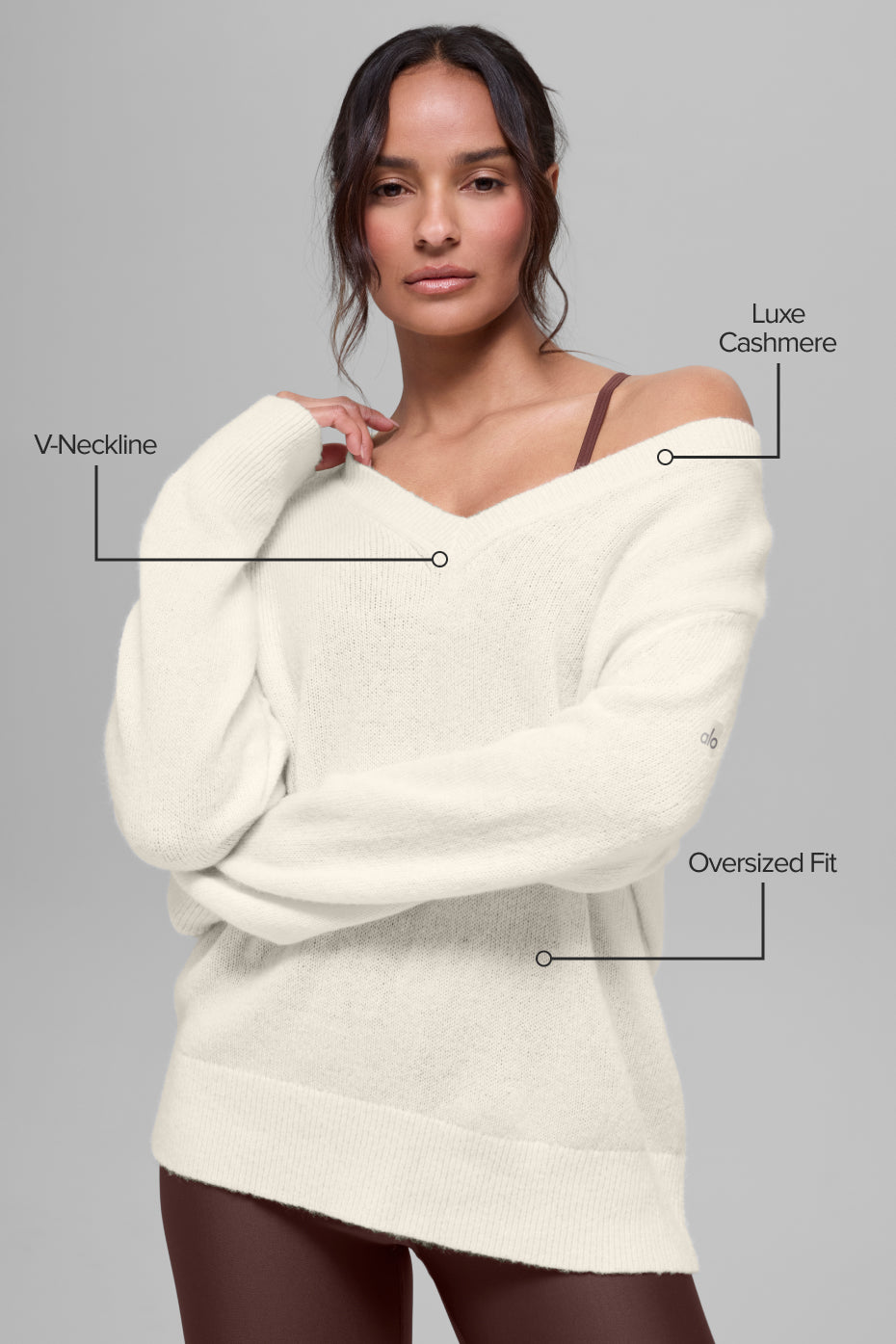 Alternative view of Wool Cashmere New Class Oversized V Neck Sweater   Ivory
