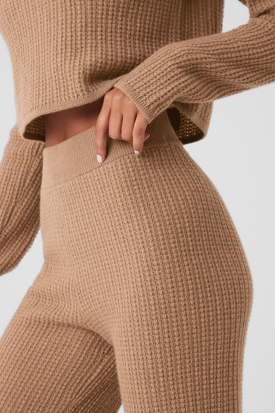 Alternative view of Cashmere High Waist Plush Waffle Pant   Toasted Almond