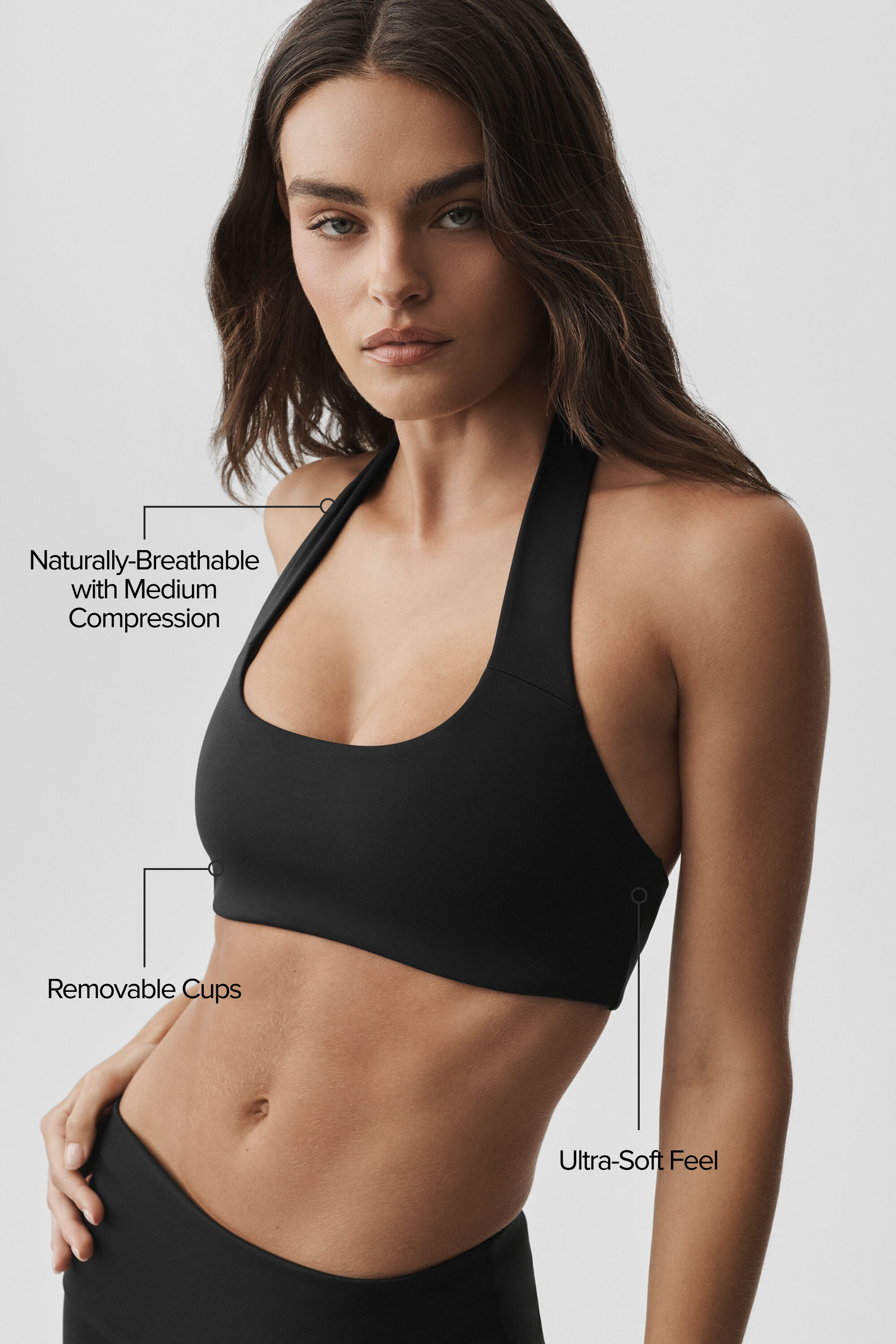 Alternative view of ALO Softsculpt Feel The Heat Halter Bra   Black