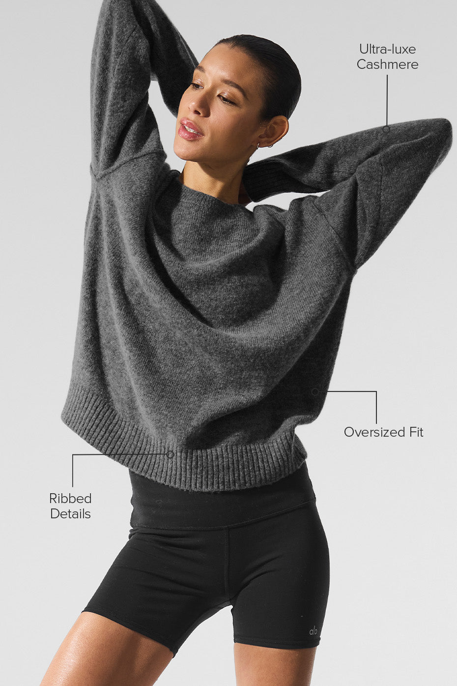Alternative view of Unisex Wool Cashmere New Class Crewneck Sweater   Platinum Grey