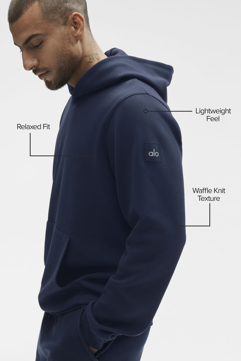 Alternative view of Waffle Lounge Hoodie   Navy
