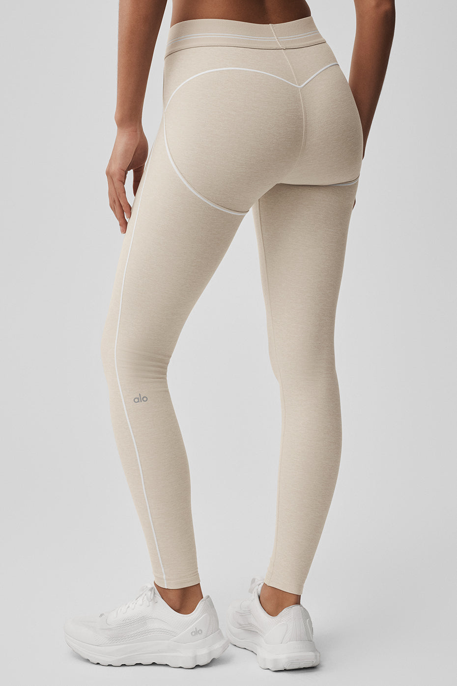 Alternative view of Alosoft High Waist Heart Throb Legging   Oatmeal Heather/White