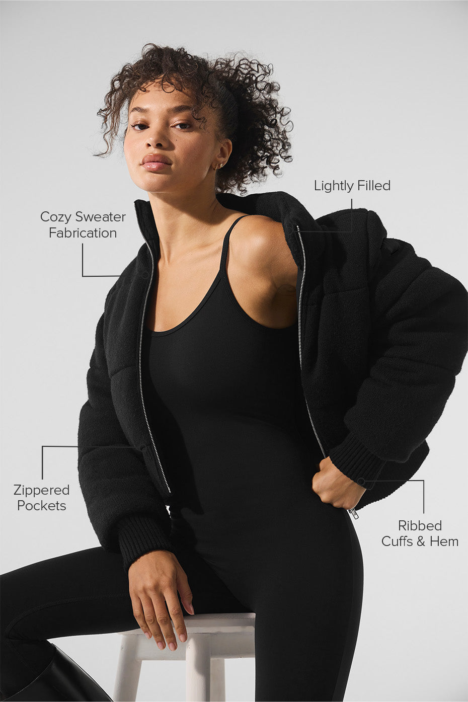Alternative view of Darling Sweater Puffer   Black