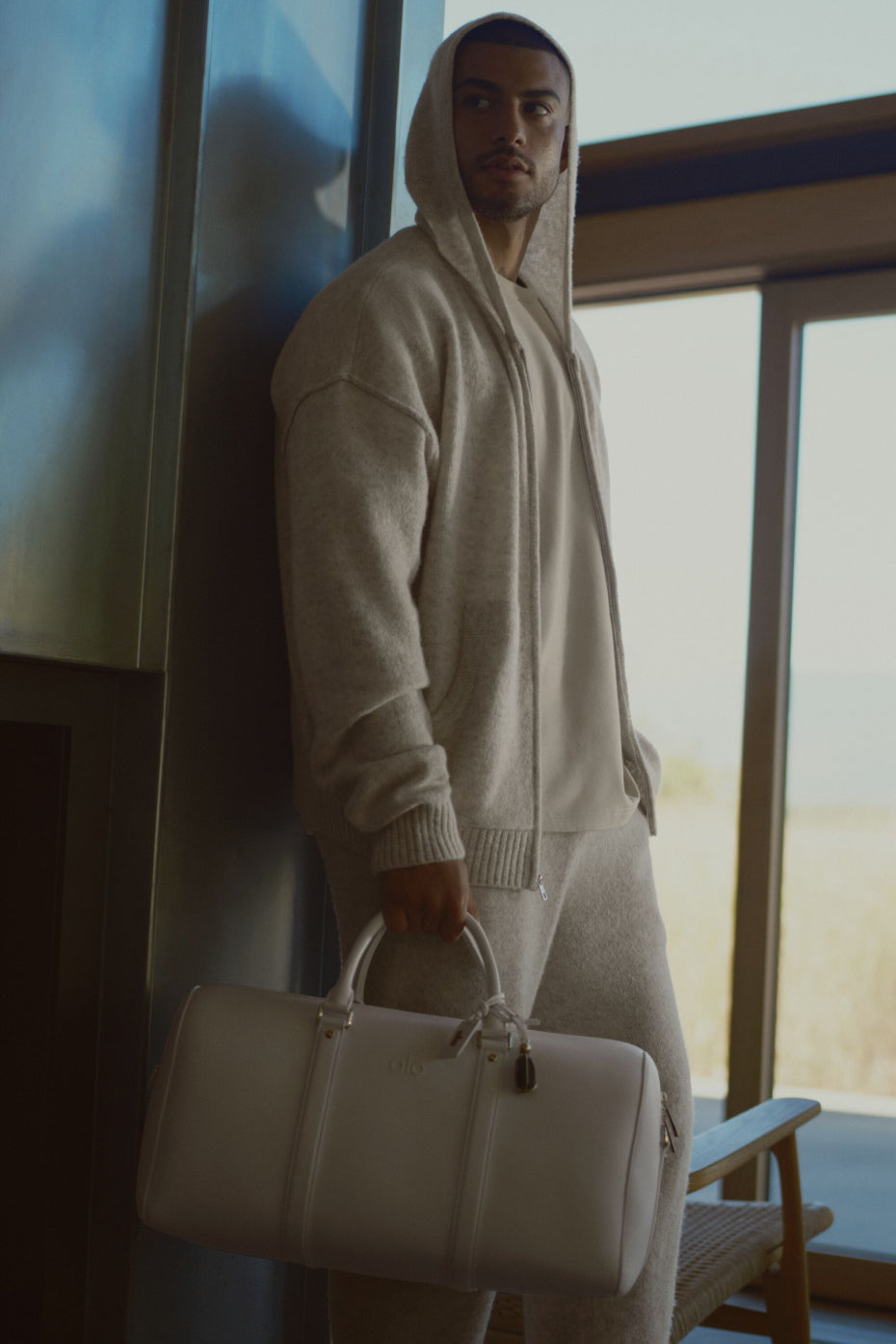 Wool Cashmere New Class Full Zip Hoodie   Oatmeal Heather