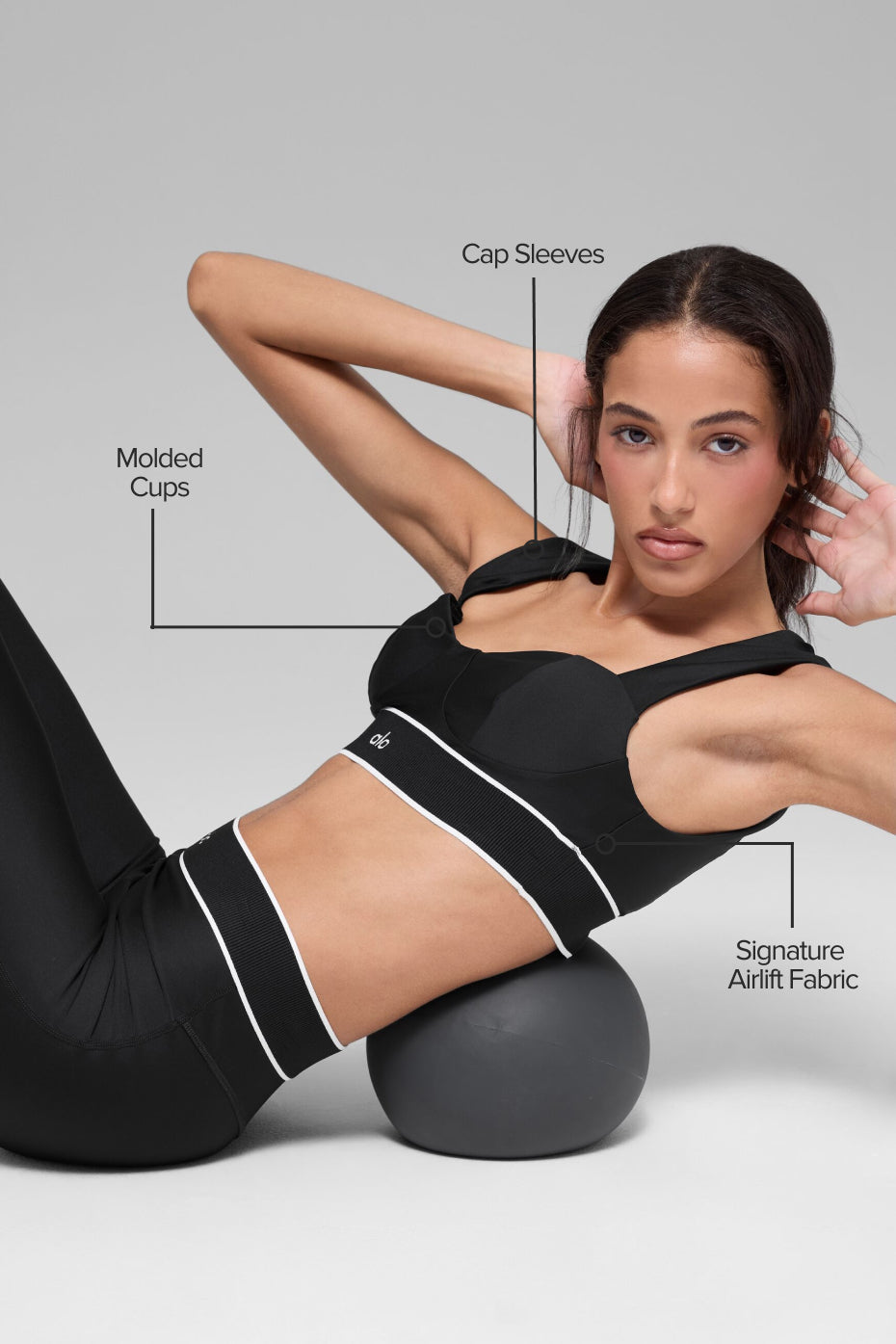 Alternative view of Airlift Alignment Bra   Black/White