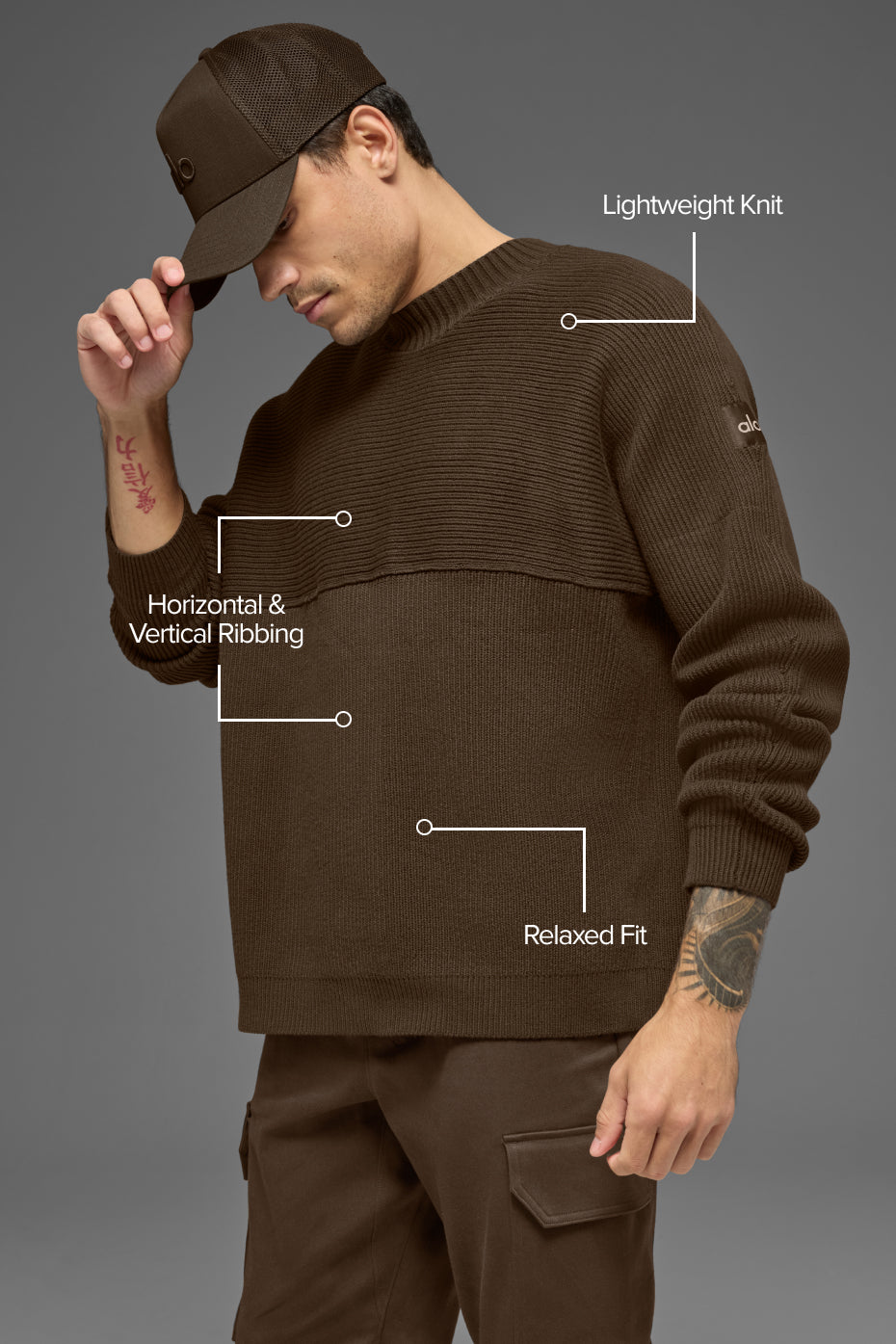 Alternative view of Domain Shift Rib Knit Sweater Crew   Espresso