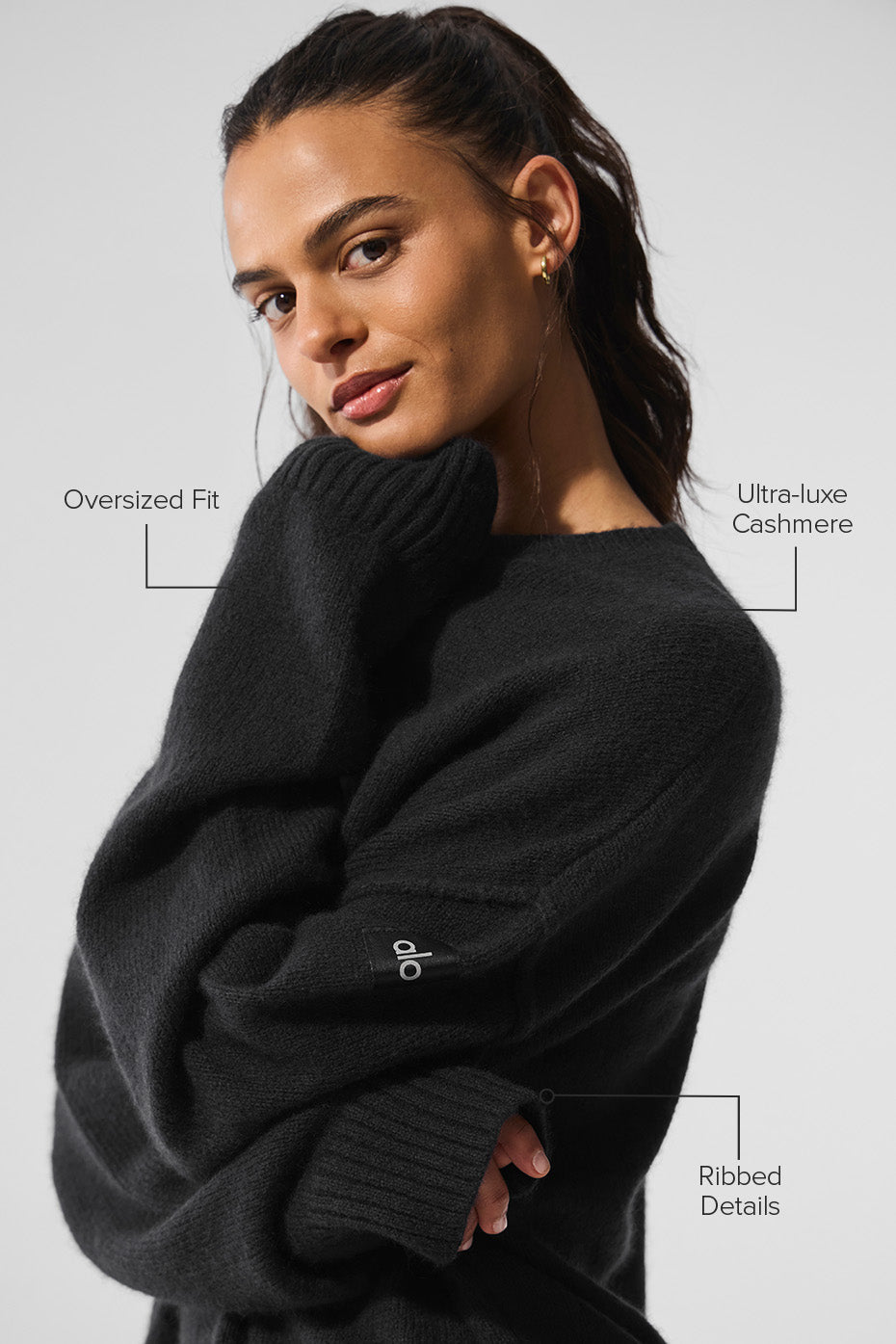 Alternative view of Unisex Wool Cashmere New Class Crewneck Sweater   Black