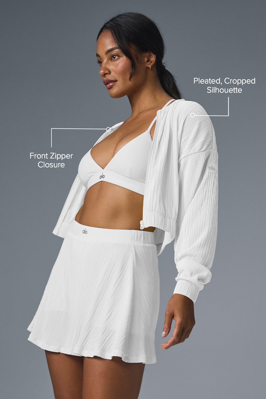 Alternative view of Cropped Micro Plisse Jacket   White