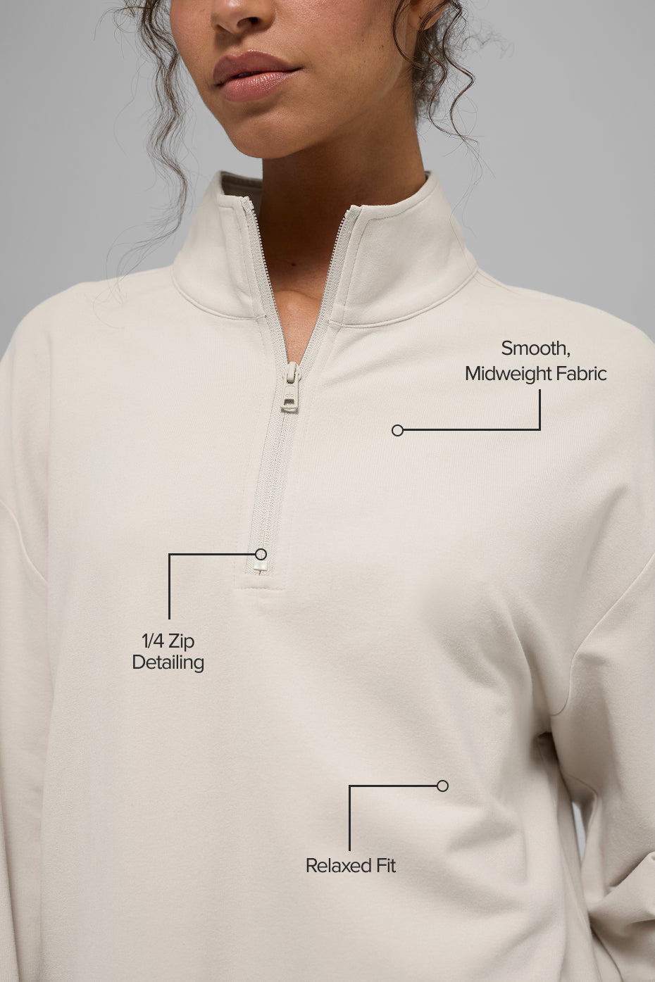 Alternative view of Double Take Long Sleeve 1/4 Zip   Bone