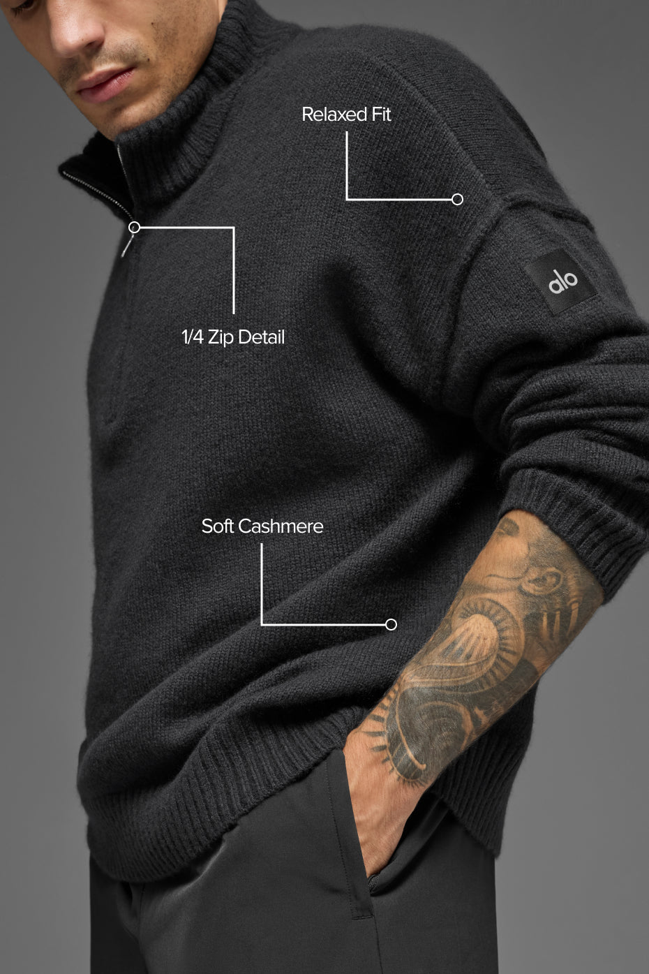 Alternative view of Wool Cashmere New Class 1/4 Zip Pullover   Black