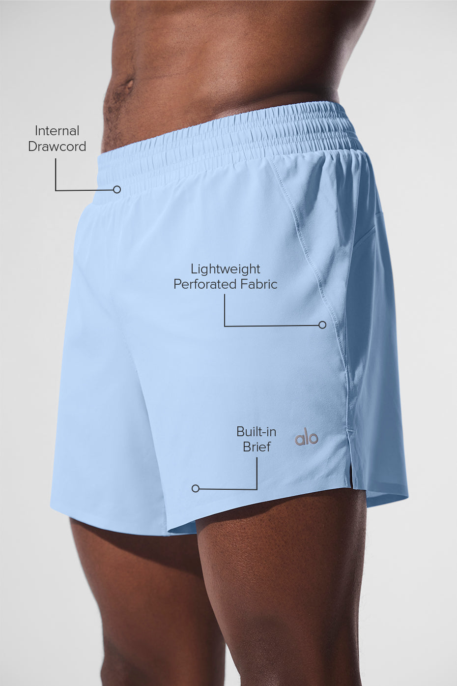 Alternative view of 5" Adapt Running Short   Seashell Blue