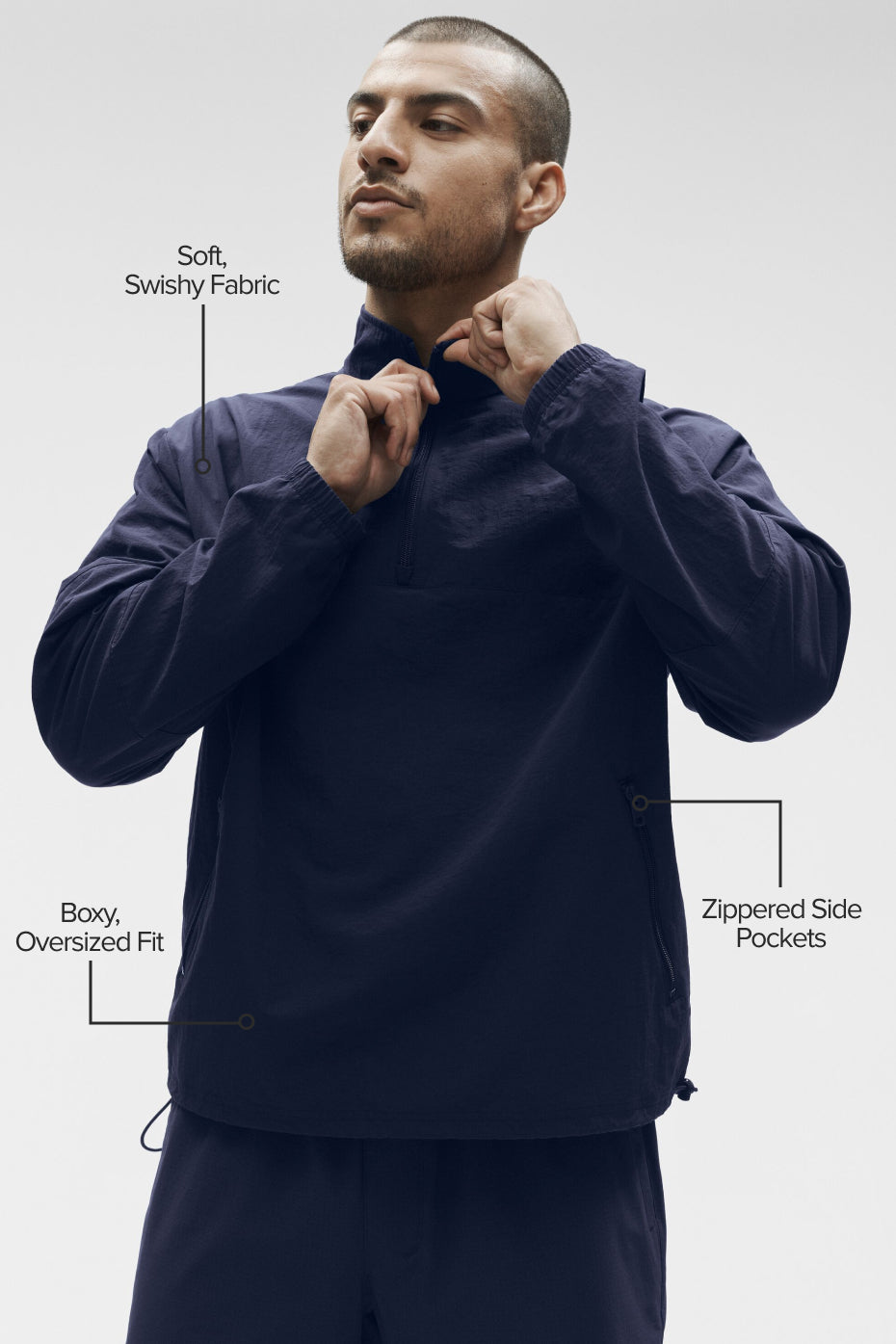 Alternative view of Light Weight Takeaway Track Pullover   Navy