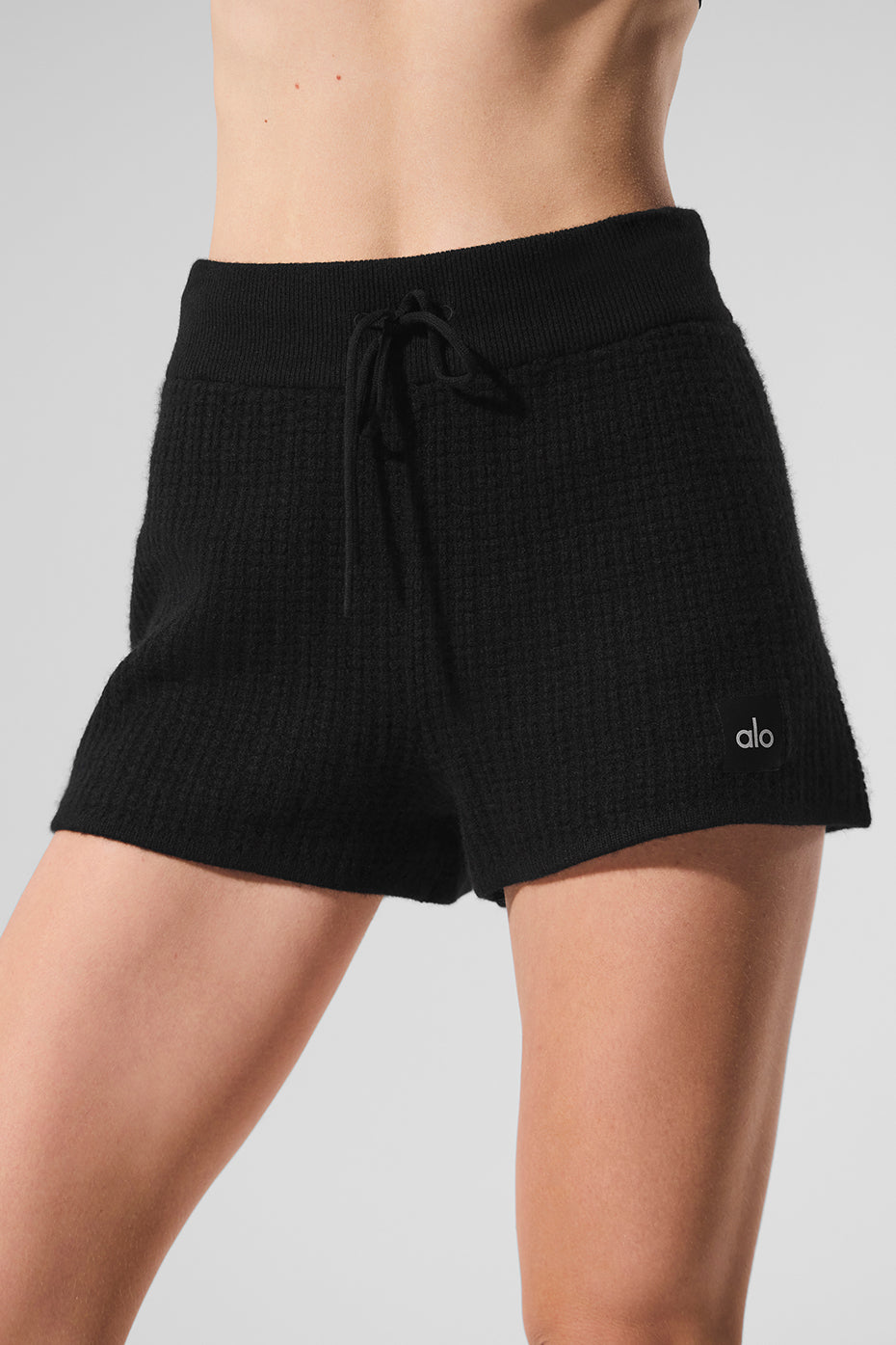Alternative view of Cashmere High Waist Plush Waffle Short   Black