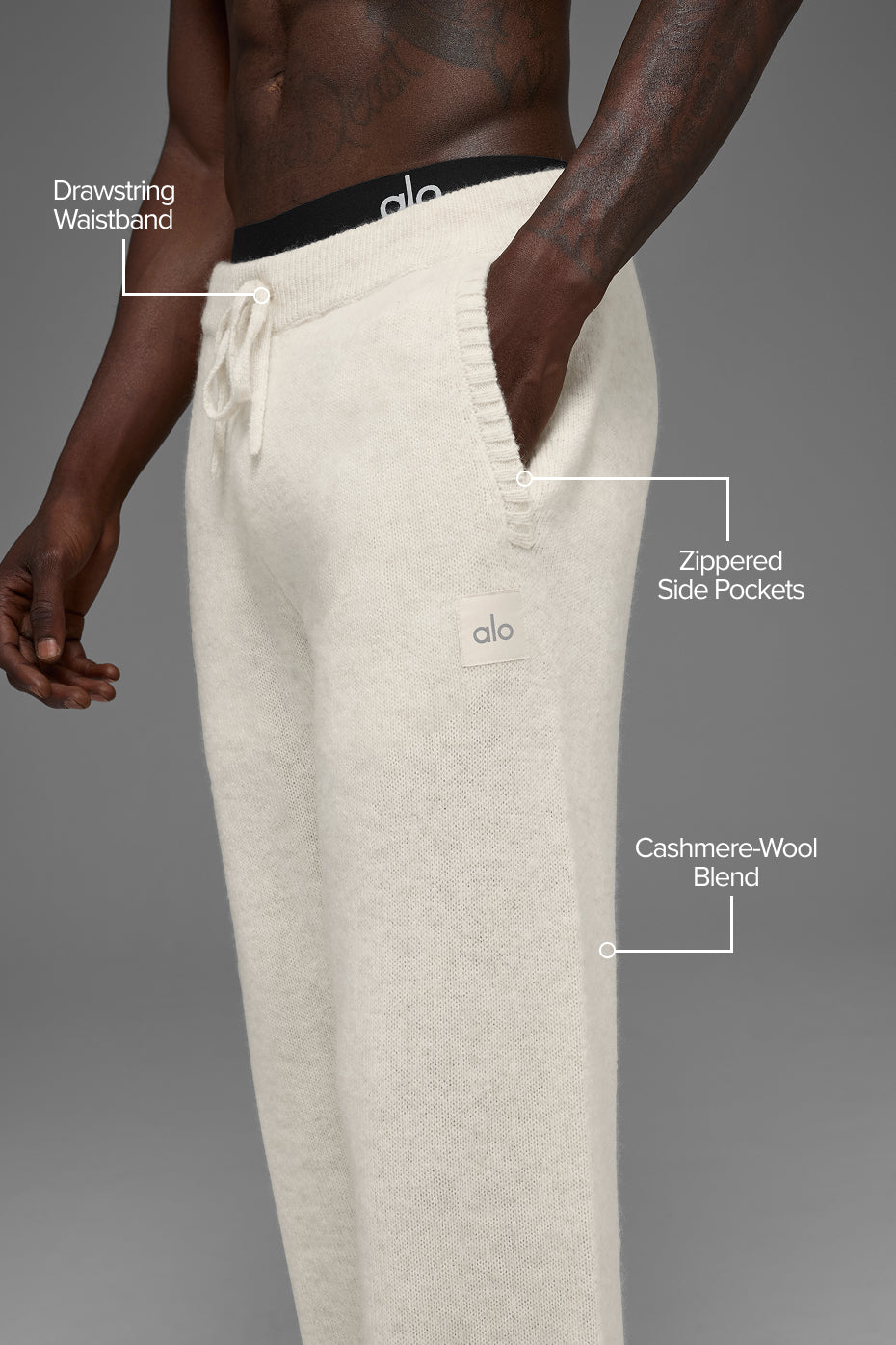 Alternative view of Wool Cashmere New Class Sweatpant   Bone Heather