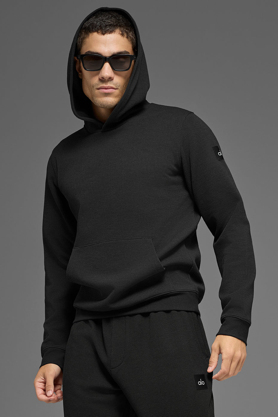 Waffle Lounge Hoodie   Black