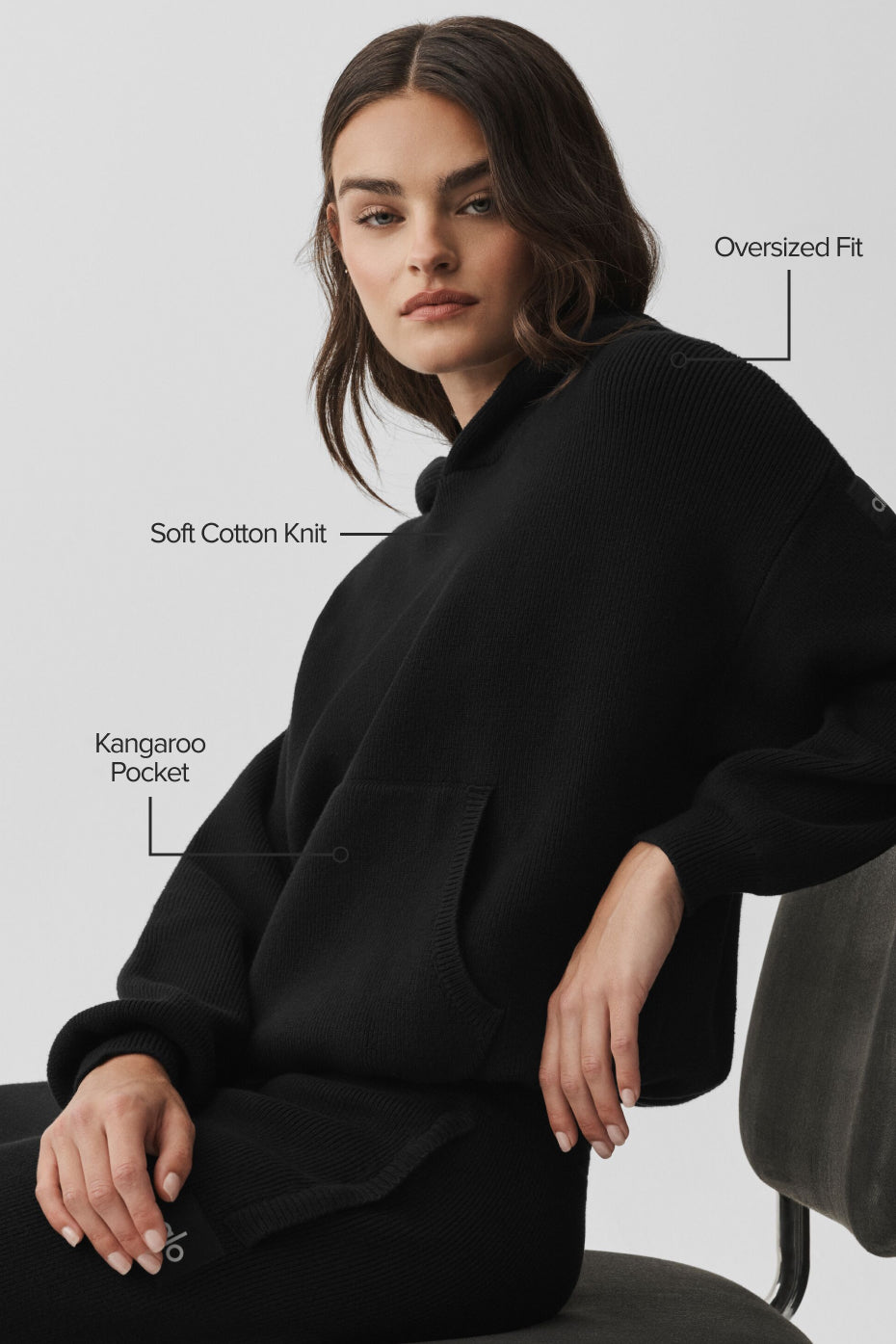 Alternative view of Scholar Hooded Sweater   Black