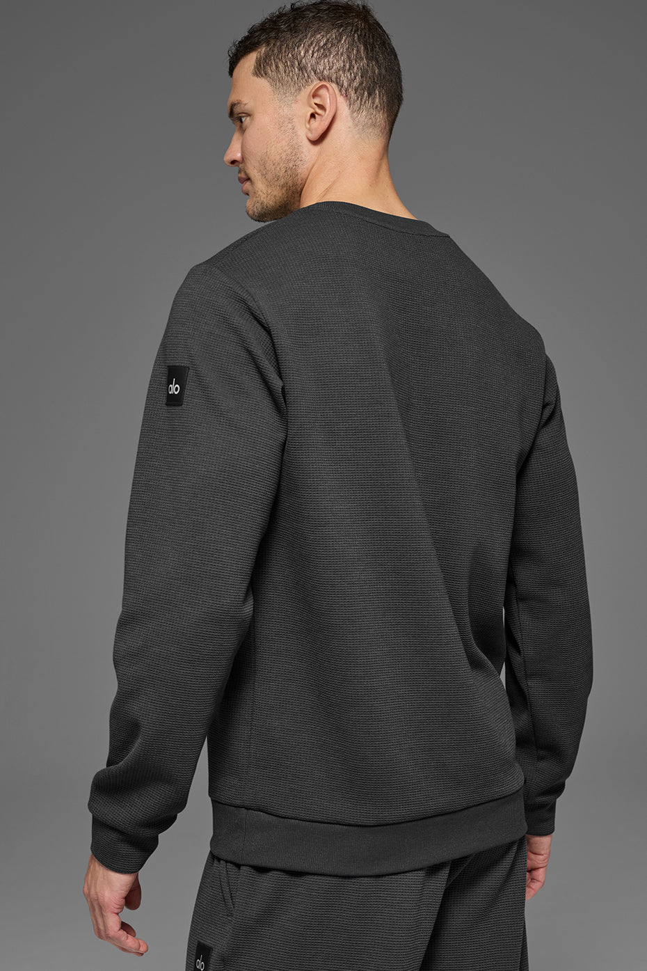 Alternative view of Waffle Lounge Long Sleeve Crew   Anthracite