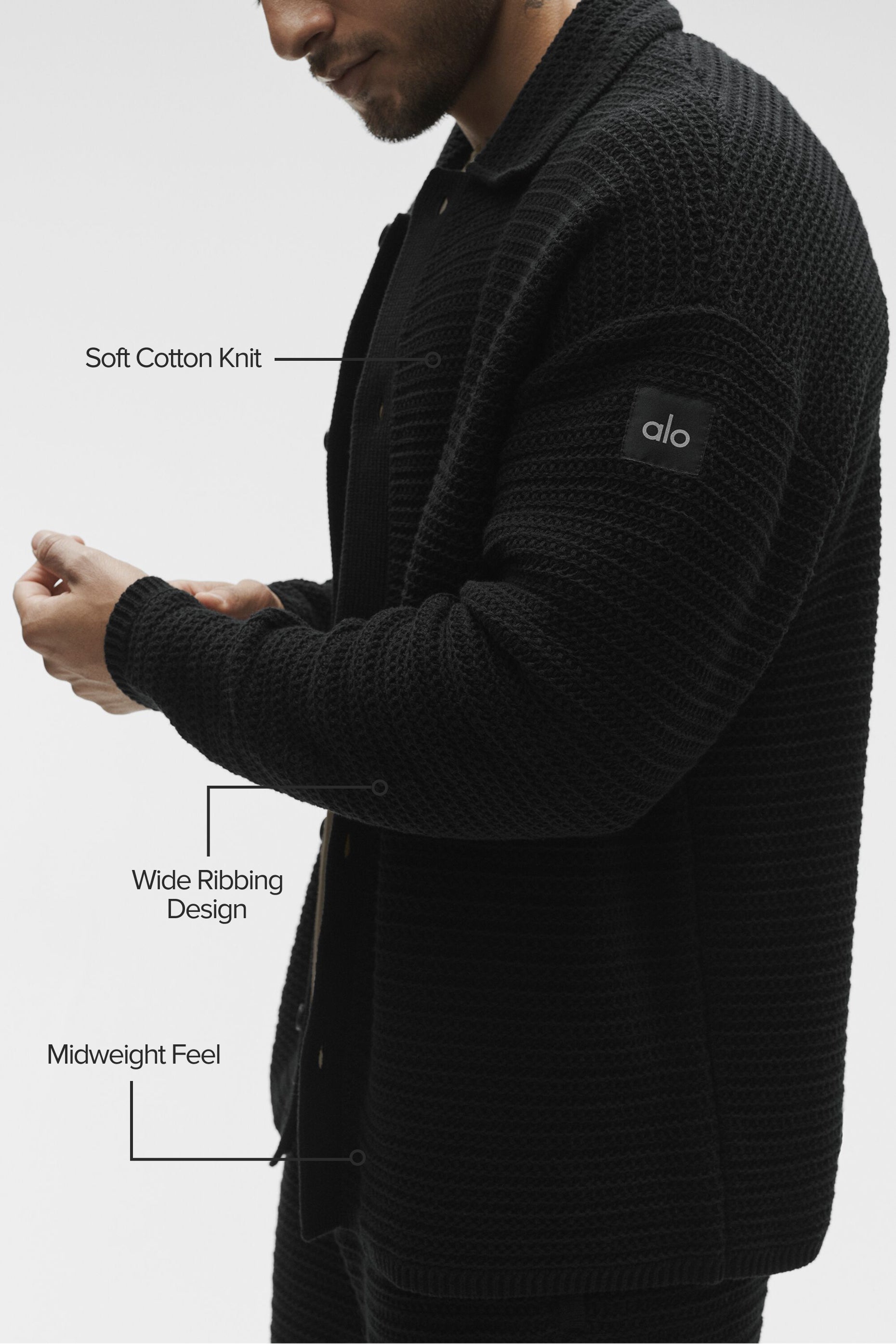 Alternative view of Shift Knit Button Up Long Sleeve   Black
