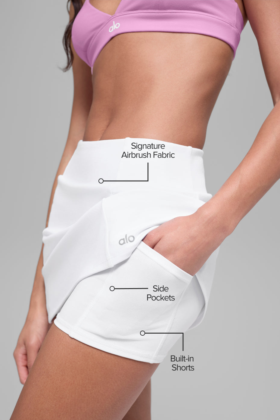 Alternative view of Airbrush High Waist Good Form Tennis Skirt   White