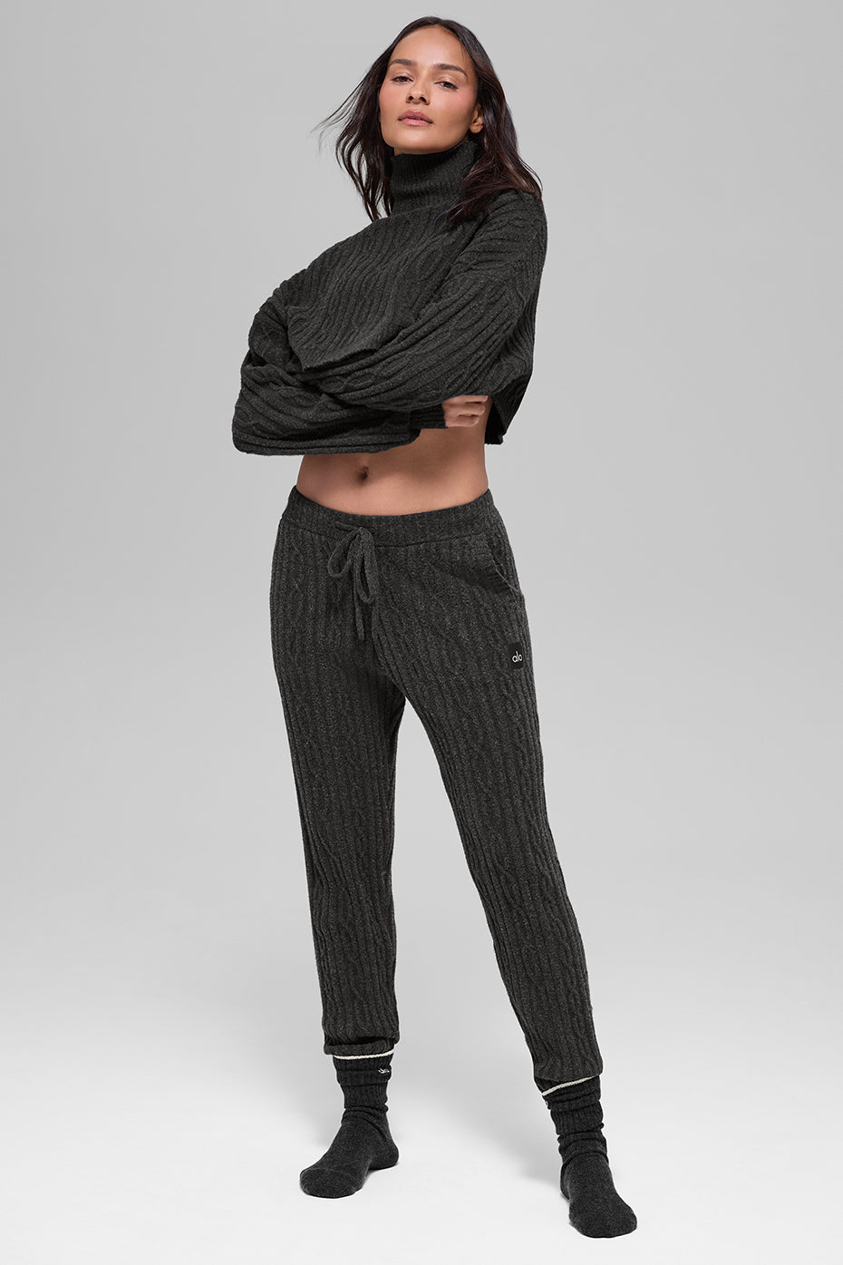 Alternative view of Cable Knit Winter Bliss Pant   Dark Heather Grey