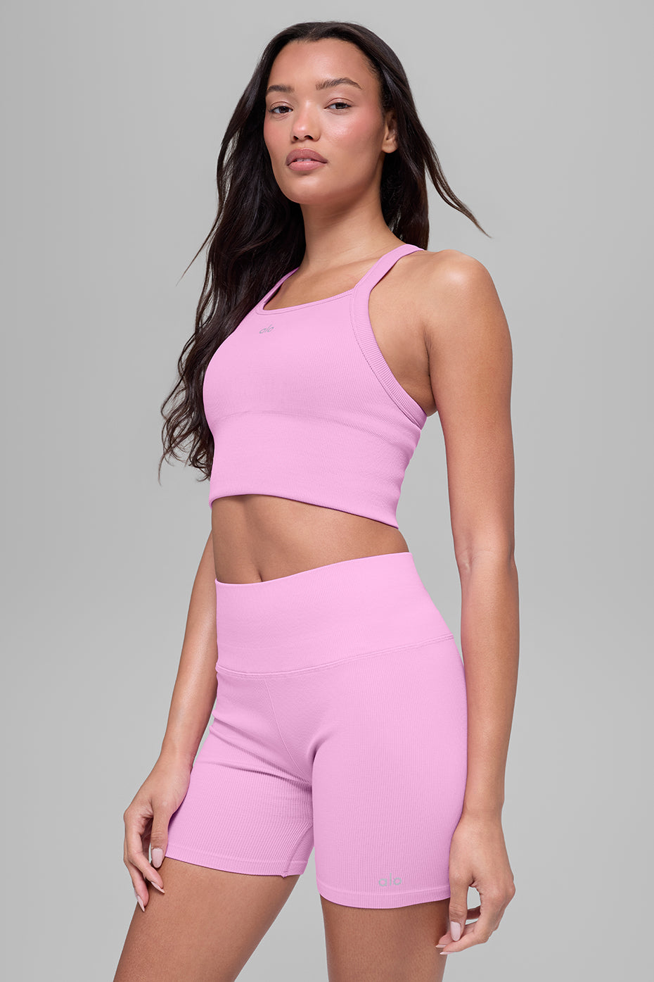 Alternative view of Seamless Ribbed Favorite Bra Tank   Candy Heart Pink