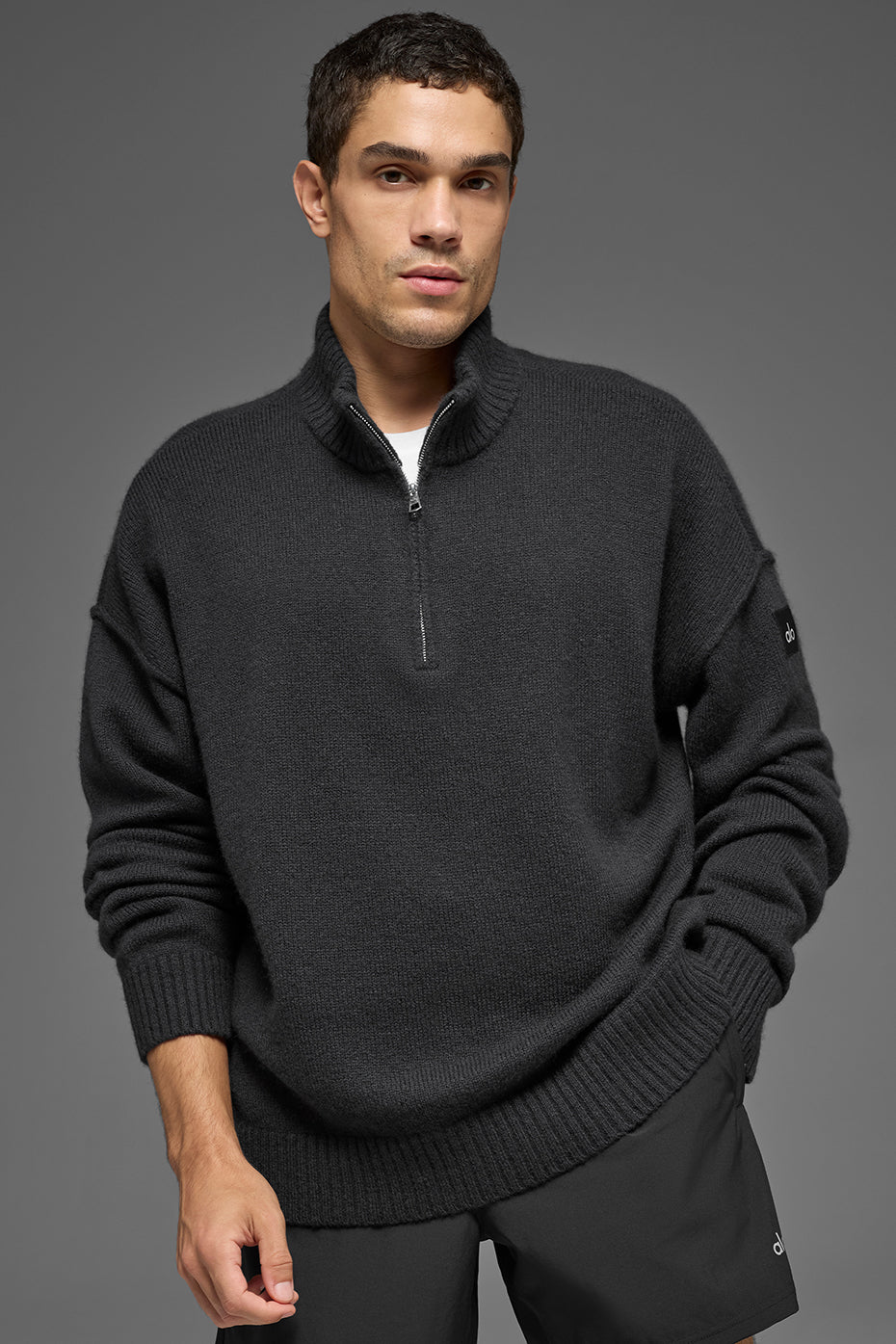 Wool Cashmere New Class 1/4 Zip Pullover   Black