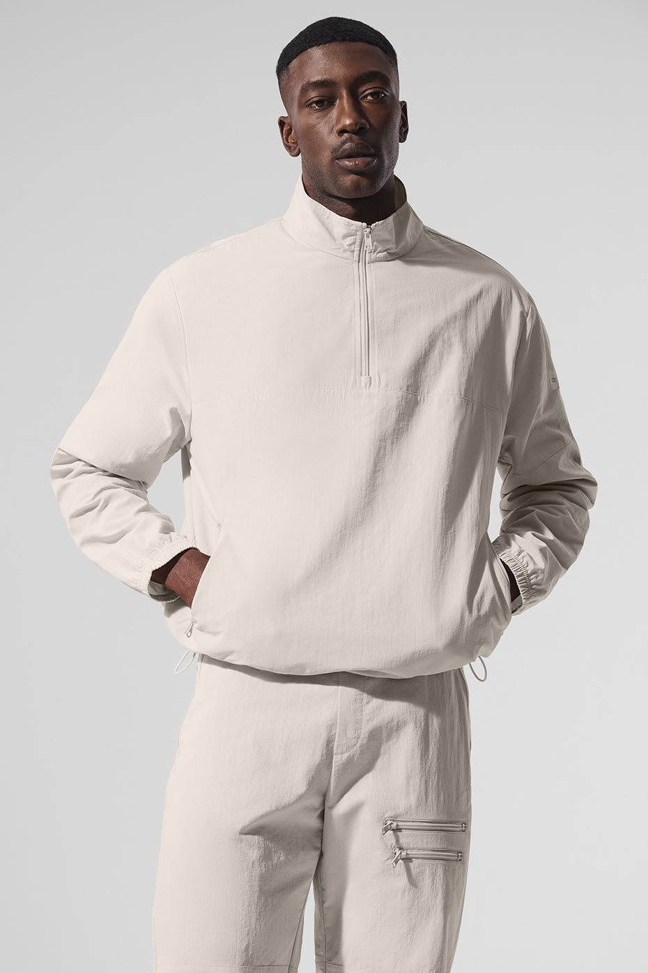 Light Weight Takeaway Track Pullover   Bone