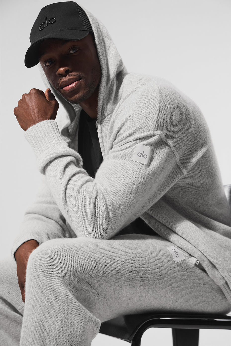 Alternative view of Wool Cashmere New Class Full Zip Hoodie   Pearl Grey Heather