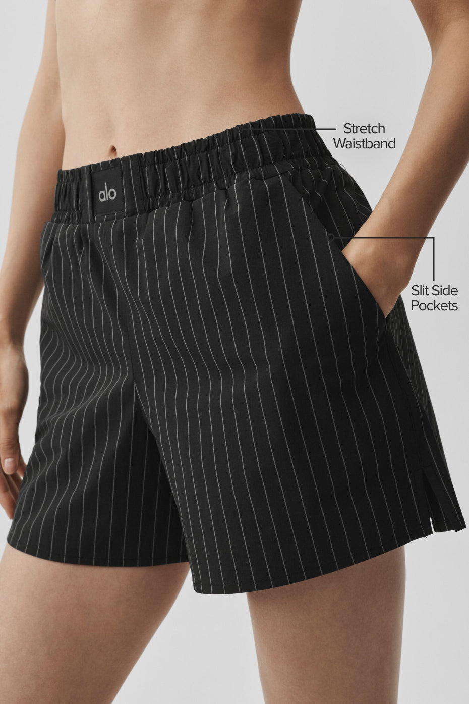 Alternative view of Pinstripe Daylight Boxer Short   Black/Titanium