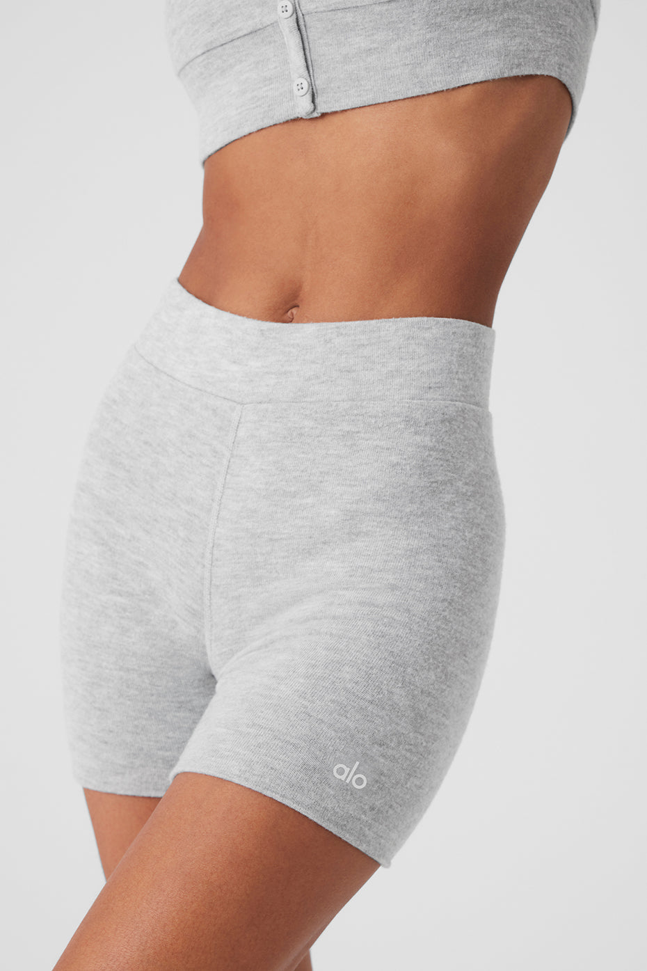 Alternative view of Alolux High Waist Me Time Short   Athletic Heather Grey