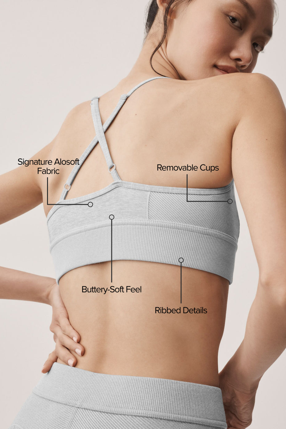 Alternative view of Alosoft Relay Bra   Athletic Heather Grey/White