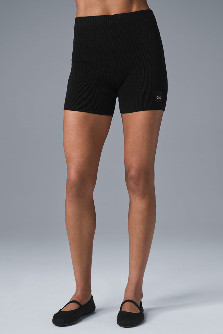 Scholar Knit High Waist Short   Black
